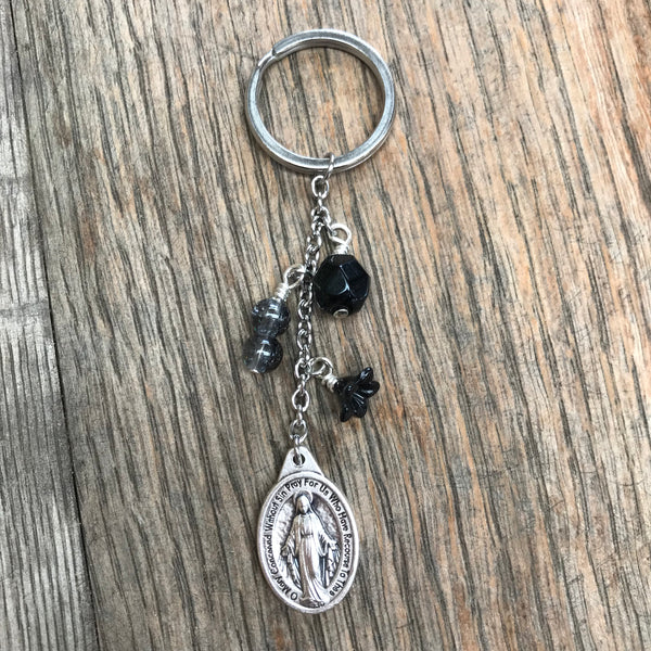 Miraculous Medal Keyring - Black