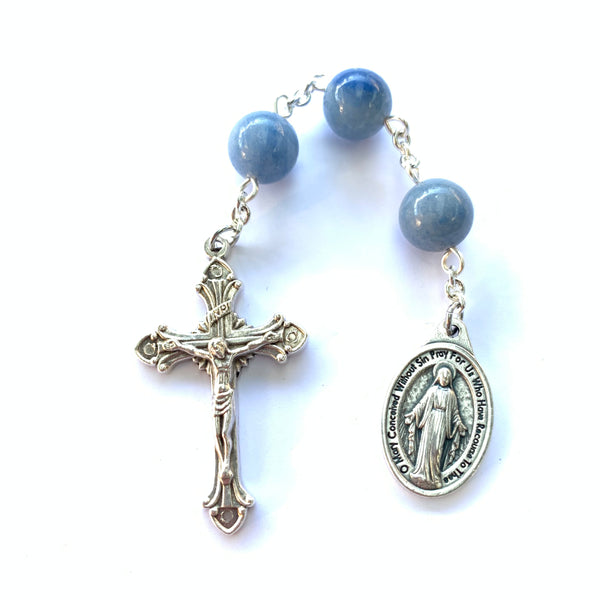 Three Hail Mary Chaplet with Blue Aventurine Beads