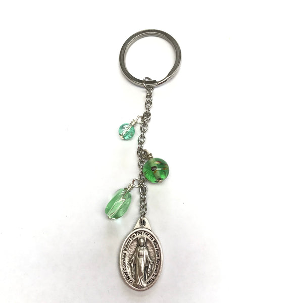Miraculous Medal Keyring - Green 2