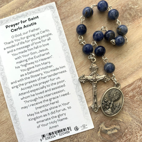 St. Carlo Acutis Pocket Rosary with Prayer Card