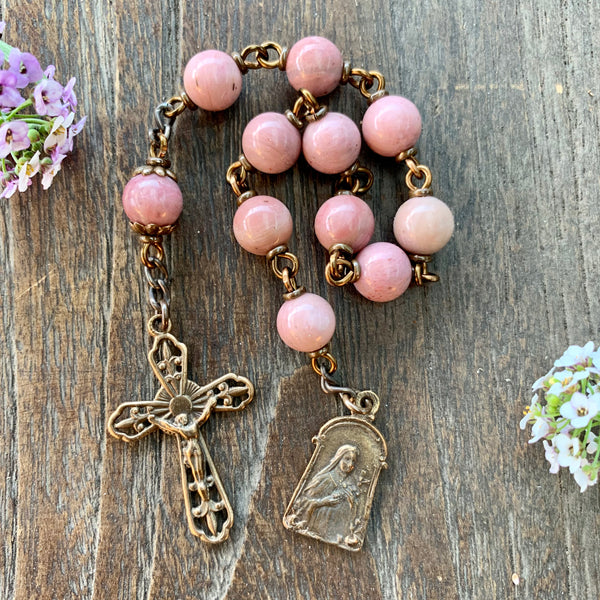 Bronze St. Therese pocket rosary