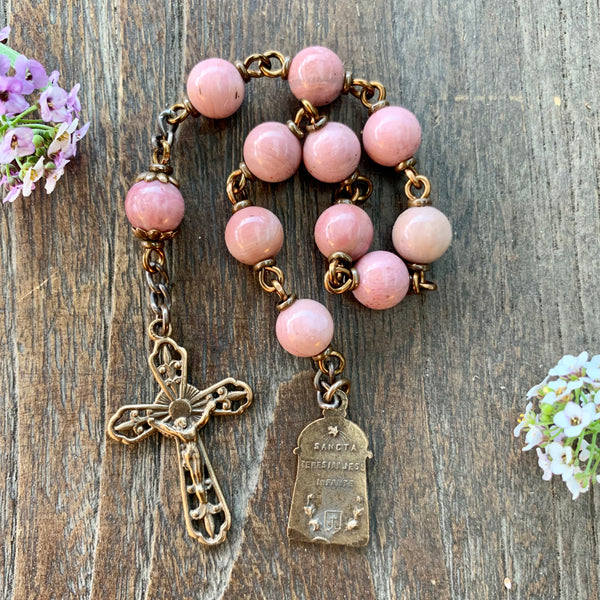 Bronze St. Therese pocket rosary