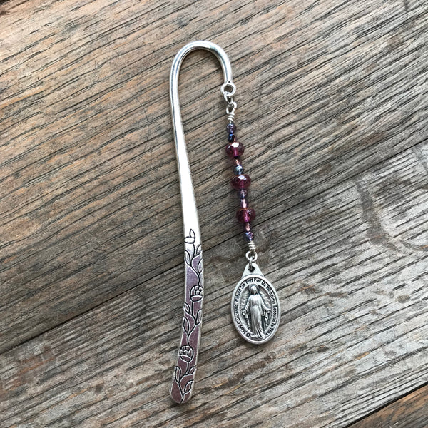 Purple Miraculous Medal Bookmark
