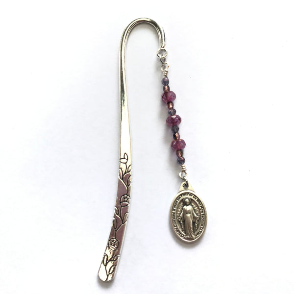 Purple Miraculous Medal Bookmark