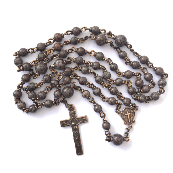 Brown Snowflake Obsidian Heirloom Rosary