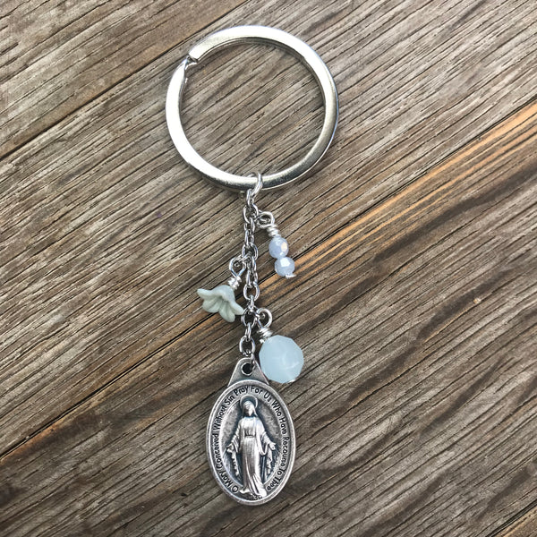 Miraculous Medal Keyring - Flower