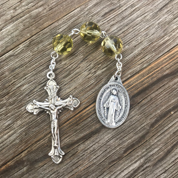 Three Hail Mary Chaplet - yellow