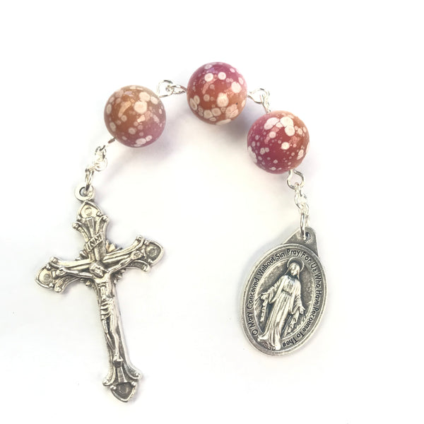 Three Hail Mary Chaplet - pink/orange