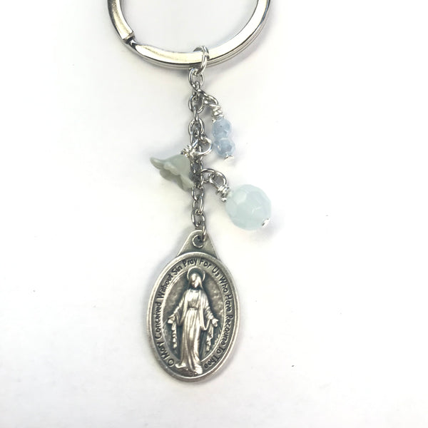 Miraculous Medal Keyring - Flower