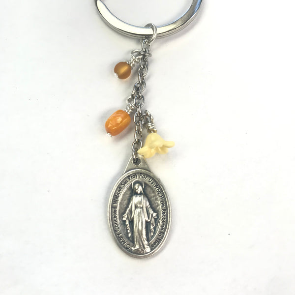 Miraculous Medal Keyring - Yellow