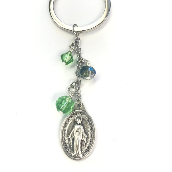 Miraculous Medal keyring - green