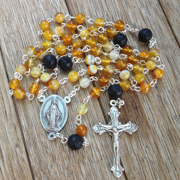 Aromatherapy Car Rosary with yellow agate beads