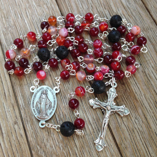 Aromatherapy Car Rosary with red agate beads