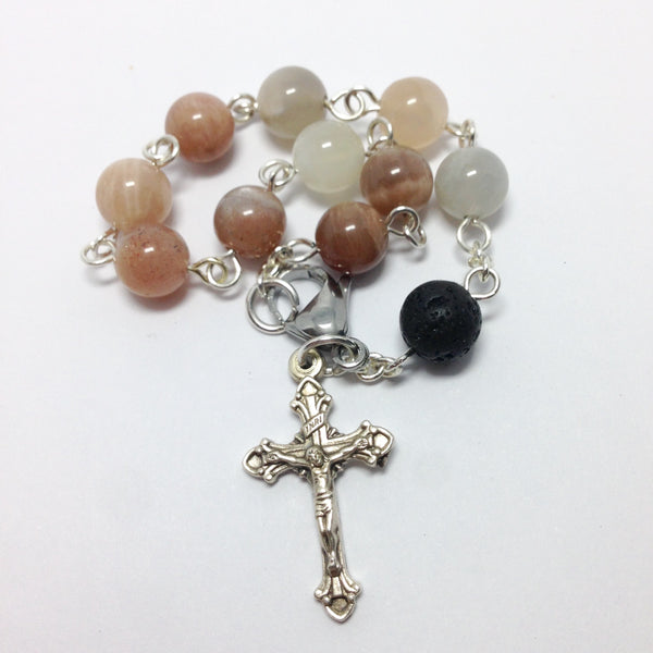 Aromatherapy Rosary Bracelet with sunstone beads