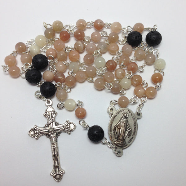 Aromatherapy car rosary with sunstone beads