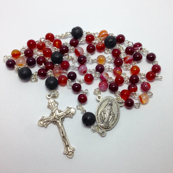 Aromatherapy Car Rosary with red agate beads