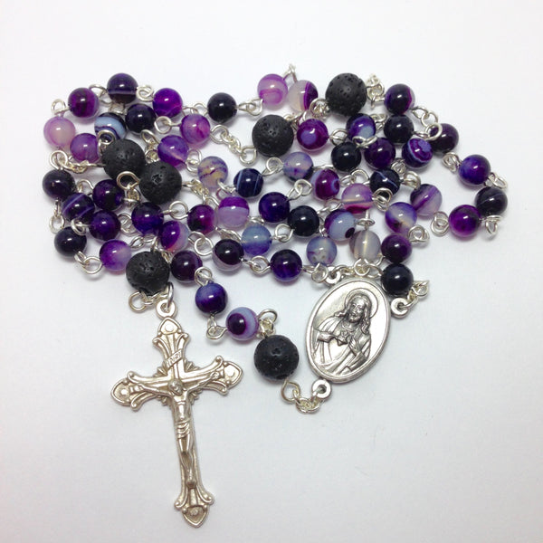 Aromatherapy Car Rosary with purple agate beads