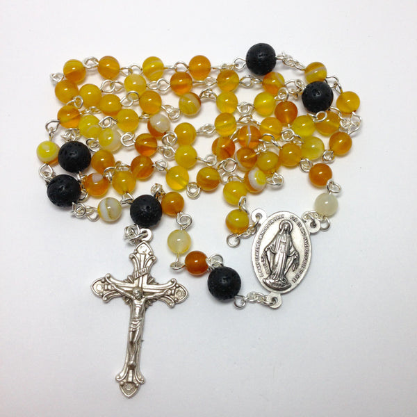 Aromatherapy Car Rosary with yellow agate beads