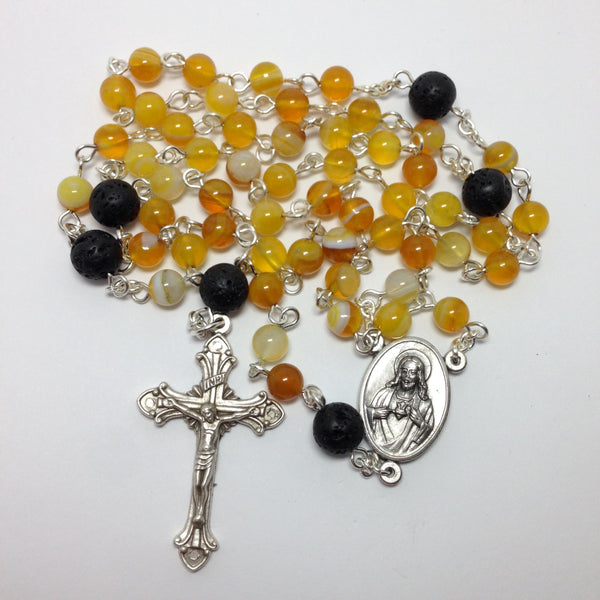 Aromatherapy Car Rosary with yellow agate beads