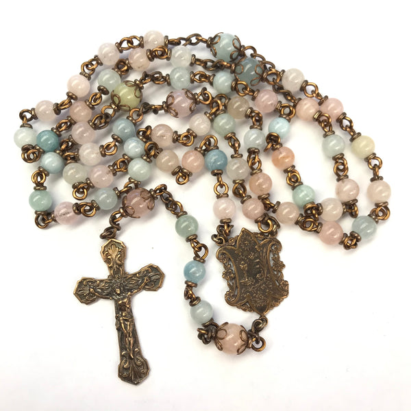 Rainbow Morganite heirloom rosary
