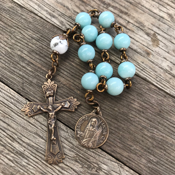 St. Lucy bronze pocket rosary