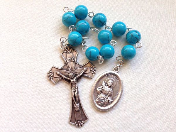 Blue St Lucy pocket rosary