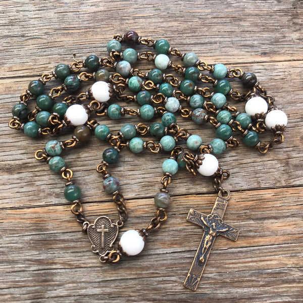 Green bloodstone heirloom rosary