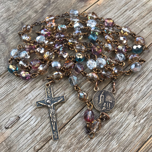 Our Lady of Fatima Heirloom Rosary - multicolored