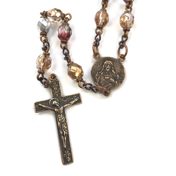 Our Lady of Fatima Heirloom Rosary - multicolored