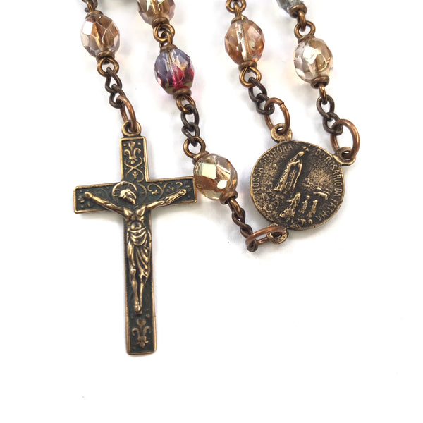 Our Lady of Fatima Heirloom Rosary - multicolored