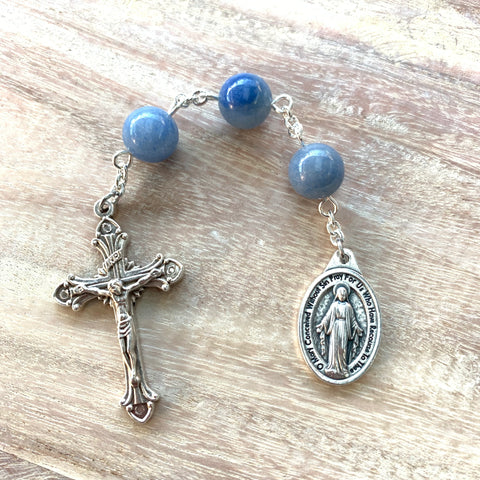 Three Hail Mary Chaplet with Blue Aventurine Beads