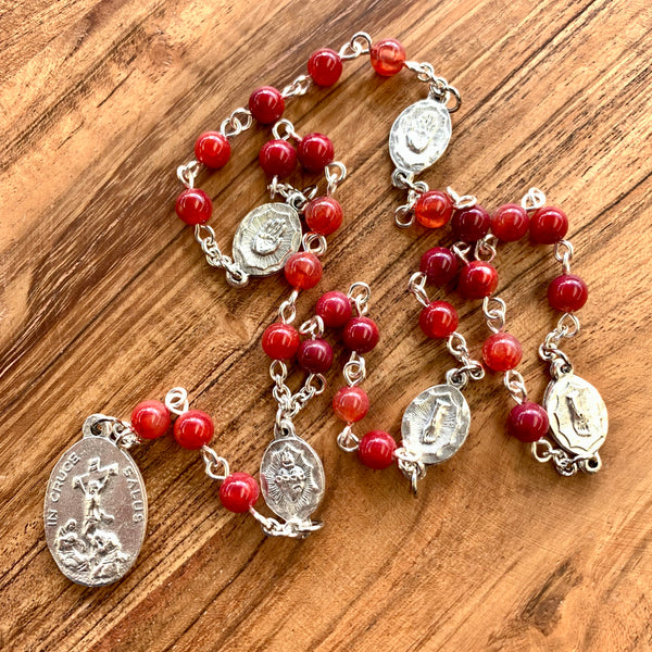 ***Custom order for Jackie*** Chaplet of the Five Wounds - red