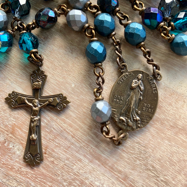 Stella Maris, Star of the Sea Heirloom Rosary with Czech Glass Beads