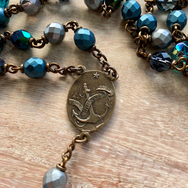 Stella Maris, Star of the Sea Heirloom Rosary with Czech Glass Beads
