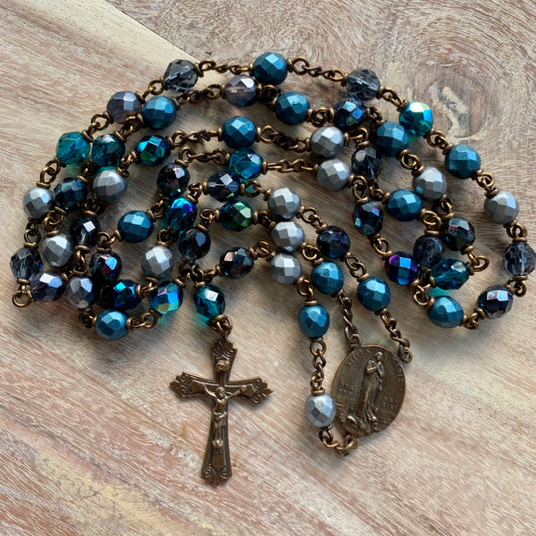Stella Maris, Star of the Sea Heirloom Rosary with Czech Glass Beads