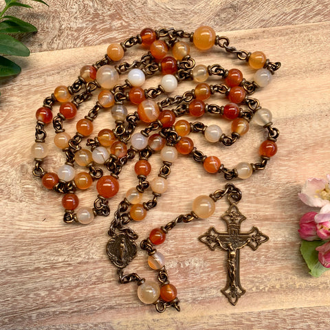 Carnelian Miraculous Medal Heirloom Rosary