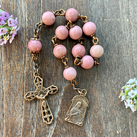 Bronze St. Therese pocket rosary