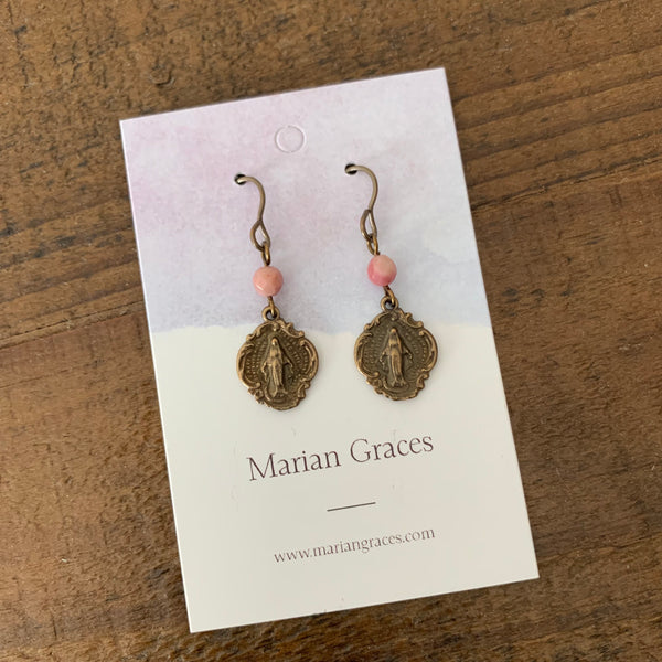 Miraculous Medal Earrings (pink)