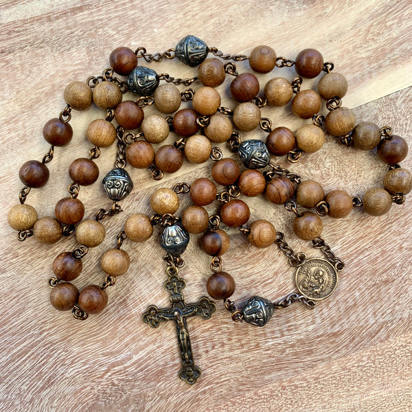 Custom order for Jake - Rosary re-wire with St. Joseph centre added