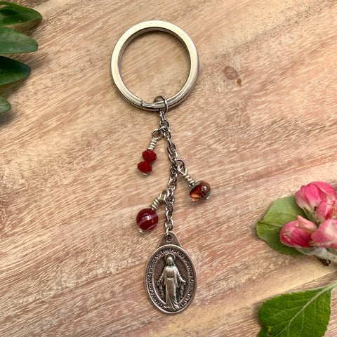 Miraculous Medal Keyring red