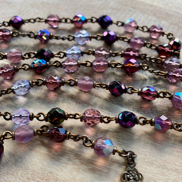 Miraculous Medal Rosary made with Czech Glass Beads