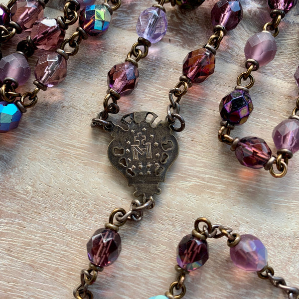 Miraculous Medal Rosary made with Czech Glass Beads