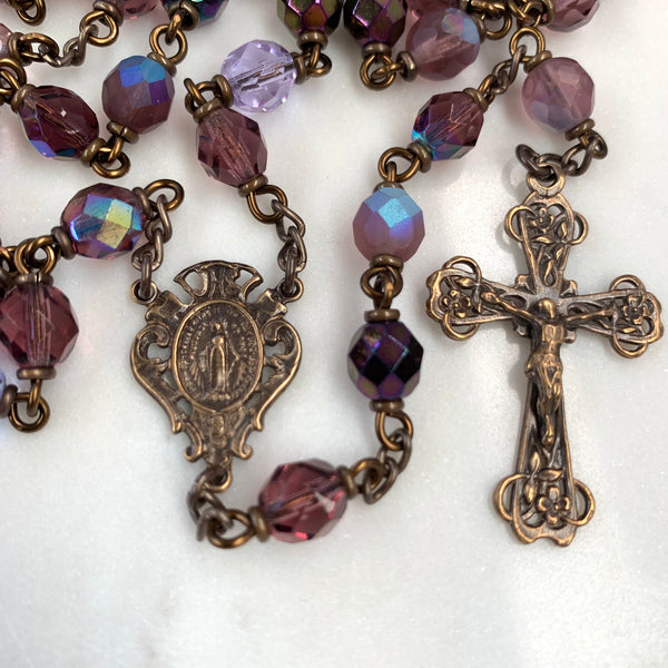Miraculous Medal Rosary made with Czech Glass Beads