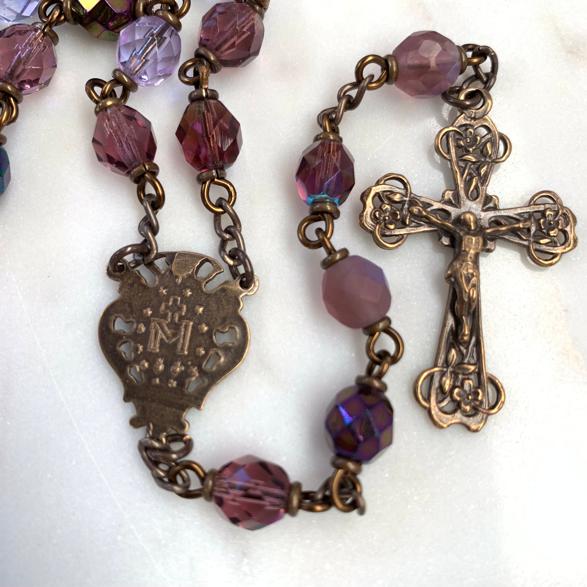 Miraculous Medal Rosary made with Czech Glass Beads – Marian Graces Miraculous Medal Rosary made with Czech Glass Beads – Marian Graces