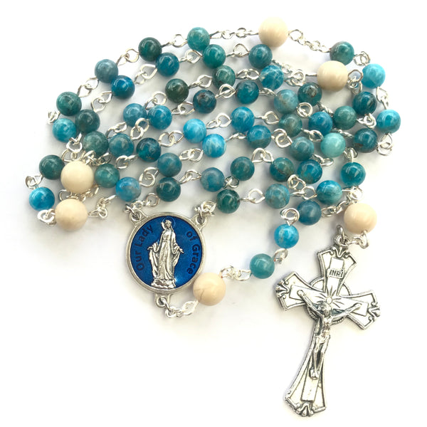 Our Lady of Grace Rosary - Blue