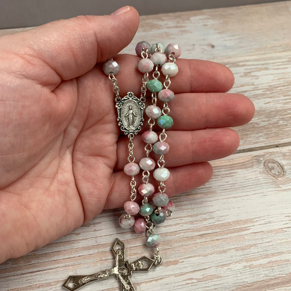 Decorative Miraculous Medal Rosary with Spring Tones
