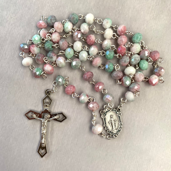 Decorative Miraculous Medal Rosary with Spring Tones