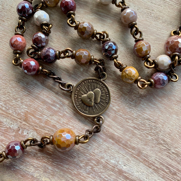 Bronze St. Joseph Rosary with Mookaite beads