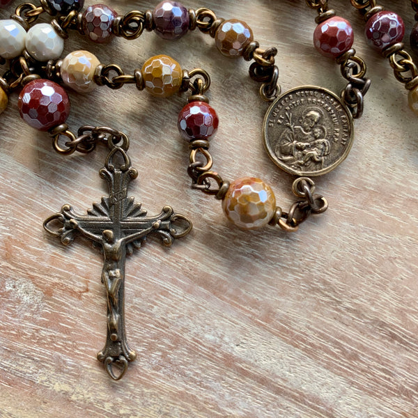 Bronze St. Joseph Rosary with Mookaite beads