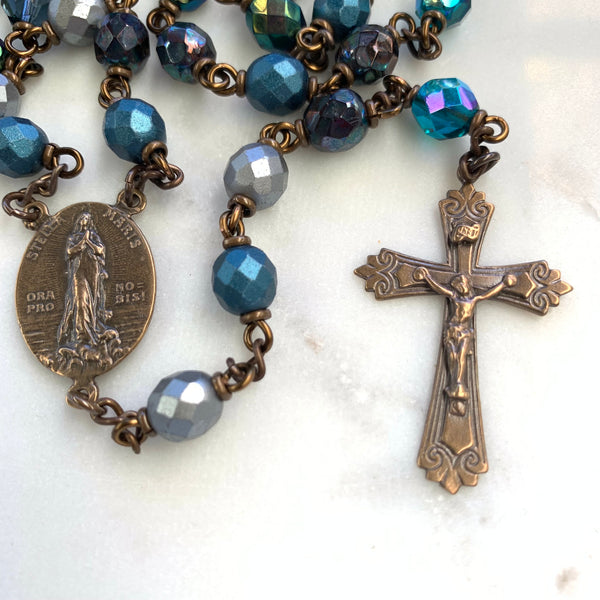 Stella Maris, Star of the Sea Heirloom Rosary with Czech Glass Beads